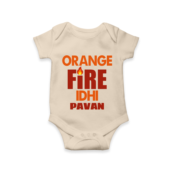 Orange Fire Baby Romper – Bold Cricket Fan Edition - IVORY - New Born (Chest 14")