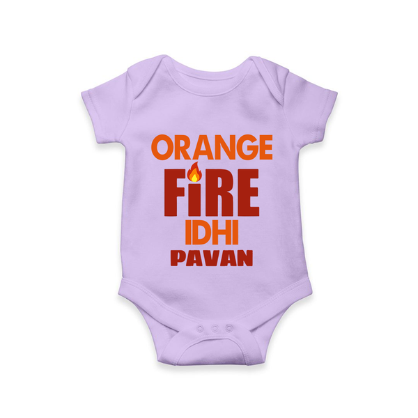 Orange Fire Baby Romper – Bold Cricket Fan Edition - LILAC - New Born (Chest 14")