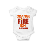Orange Fire Baby Romper – Bold Cricket Fan Edition - WHITE - New Born (Chest 14")