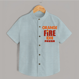 Orange Fire SHIRT – Bold Cricket Fan Edition - ARCTIC BLUE - 0 - 6 Months Old (Chest 23")