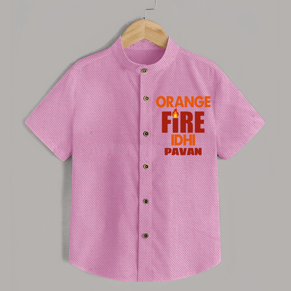 Orange Fire SHIRT – Bold Cricket Fan Edition - BABY PINK - 0 - 6 Months Old (Chest 23")