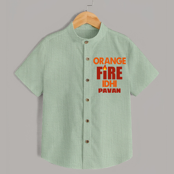 Orange Fire SHIRT – Bold Cricket Fan Edition - MINT GREEN - 0 - 6 Months Old (Chest 23")