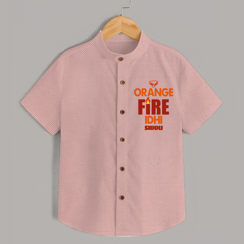 Orange Fire Idhi - Make Every Match Day Special With Our Customized IPL-Themed Shirt For Kids With Name - PEACH - 0 - 6 Months Old (Chest 23")