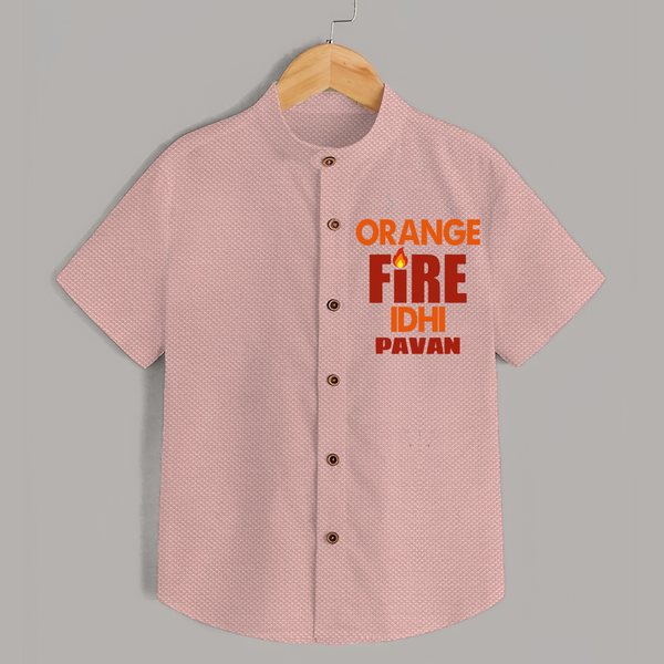 Orange Fire SHIRT – Bold Cricket Fan Edition - PEACH - 0 - 6 Months Old (Chest 23")