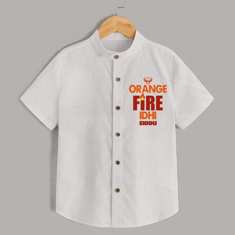 Orange Fire Idhi - Make Every Match Day Special With Our Customized IPL-Themed Shirt For Kids With Name - WHITE - 0 - 6 Months Old (Chest 23")