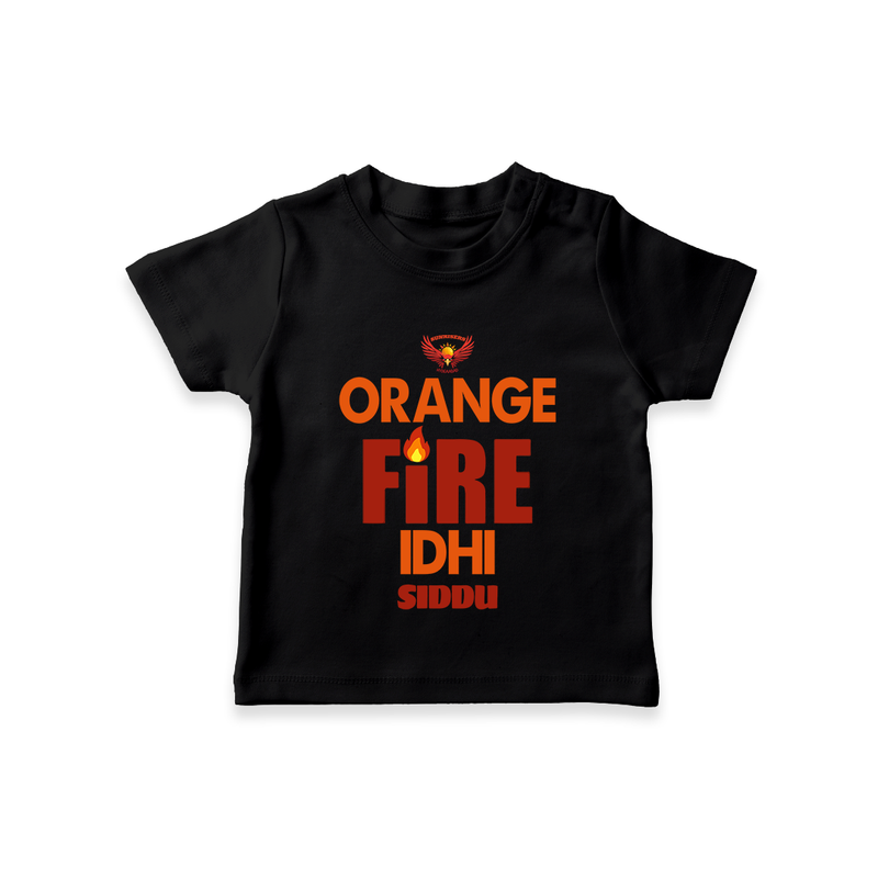 Orange Fire Idhi - Make Every Match Day Special With Our Customized IPL-Themed T-Shirt For Kids With Name - BLACK - 0-5 Months Old (Chest 17")