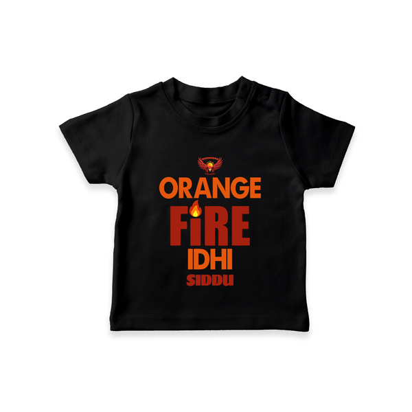 Orange Fire Idhi - Make Every Match Day Special With Our Customized IPL-Themed T-Shirt For Kids With Name - BLACK - 0-5 Months Old (Chest 17")