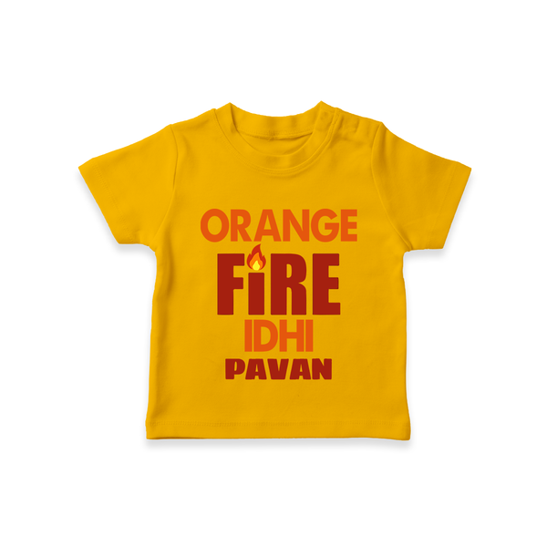Orange Fire TSHIRT – Bold Cricket Fan Edition - CHROME YELLOW - 0-5 Months Old (Chest 17")