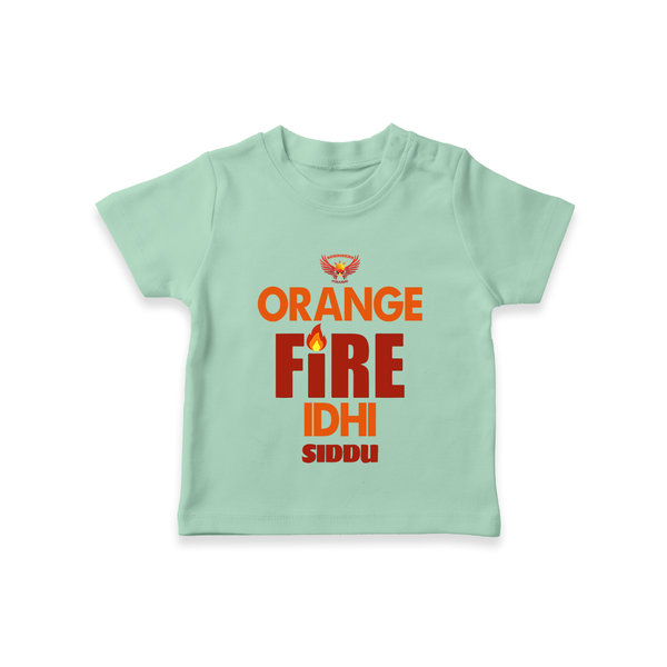 Orange Fire Idhi - Make Every Match Day Special With Our Customized IPL-Themed T-Shirt For Kids With Name - MINT GREEN - 0-5 Months Old (Chest 17")