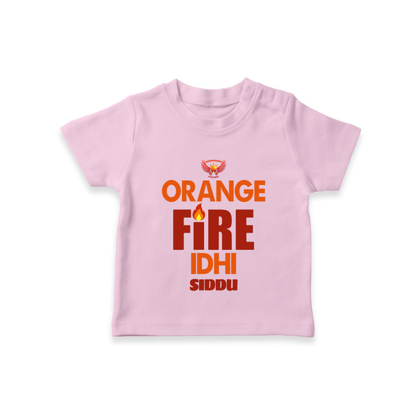 Orange Fire Idhi - Make Every Match Day Special With Our Customized IPL-Themed T-Shirt For Kids With Name - PINK - 0-5 Months Old (Chest 17")