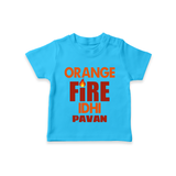 Orange Fire TSHIRT – Bold Cricket Fan Edition - SKY BLUE - 0-5 Months Old (Chest 17")