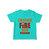 Orange Fire TSHIRT – Bold Cricket Fan Edition - TEAL - 0-5 Months Old (Chest 17")