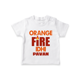 Orange Fire TSHIRT – Bold Cricket Fan Edition - WHITE - 0-5 Months Old (Chest 17")