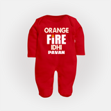 Orange Fire FULL BODY SUIT – Bold Cricket Fan Edition - RED - New Born (Chest 7.5")