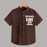 Orange Fire SHIRT – Bold Cricket Fan Edition - CHOCOLATE BROWN - 0 - 6 Months Old (Chest 23")
