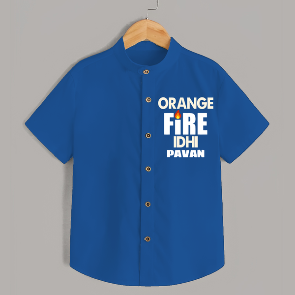 Orange Fire SHIRT – Bold Cricket Fan Edition - COBALT BLUE - 0 - 6 Months Old (Chest 23")
