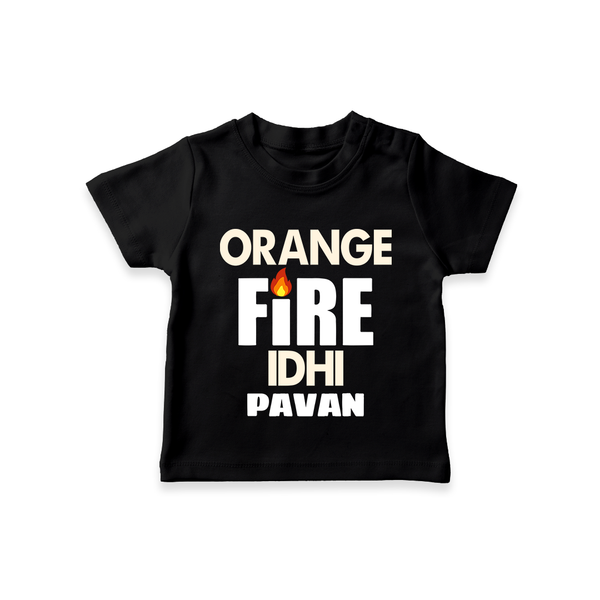 Orange Fire TSHIRT – Bold Cricket Fan Edition - BLACK - 0-5 Months Old (Chest 17")