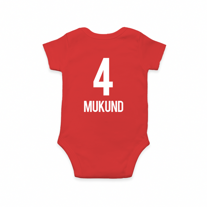 PBKS IPL  Jersey Inspired Romper - Customized IPL-Themed Romper For Babies With Baby Name