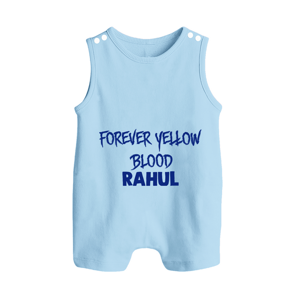 Yellow Vibes Forever BUTTON ROMPER – Fan Edition - BABY BLUE - New Born (Chest 18")