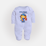 Little Champ of Yellow Army FULL BODY SUIT - BABY BLUE - New Born (Chest 7.5")