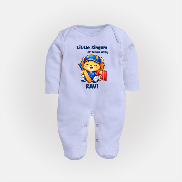 Little Champ of Yellow Army FULL BODY SUIT - BABY BLUE - New Born (Chest 7.5")