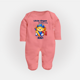 Little Champ of Yellow Army FULL BODY SUIT - PEACH - New Born (Chest 7.5")