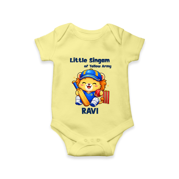 Little Champ of Yellow Army Baby Romper - PASTEL YELLOW - New Born (Chest 14")