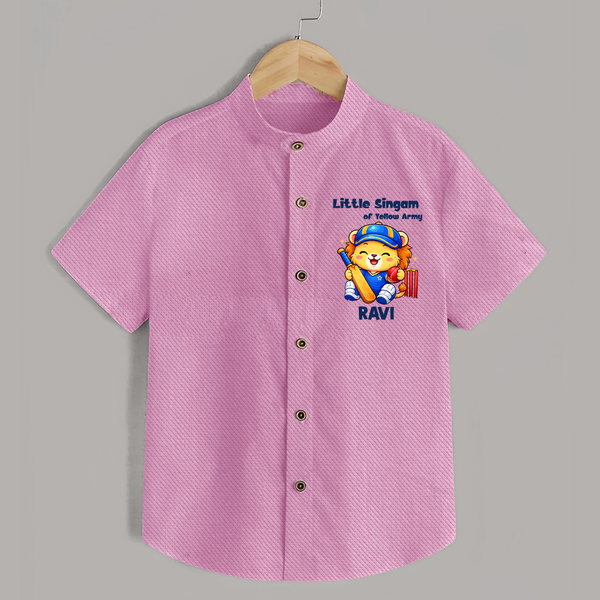 Little Champ of Yellow Army SHIRT - BABY PINK - 0 - 6 Months Old (Chest 23")