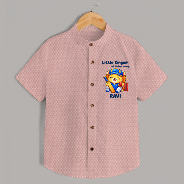 Little Champ of Yellow Army SHIRT - PEACH - 0 - 6 Months Old (Chest 23")
