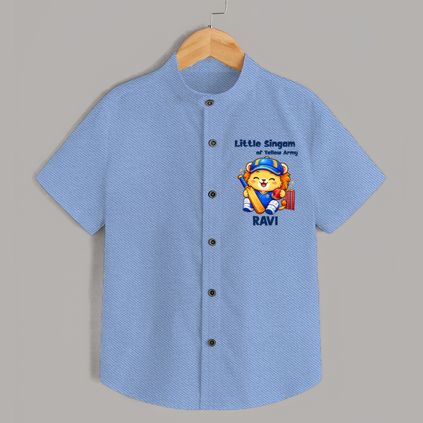 Little Champ of Yellow Army SHIRT - SKY BLUE - 0 - 6 Months Old (Chest 23")