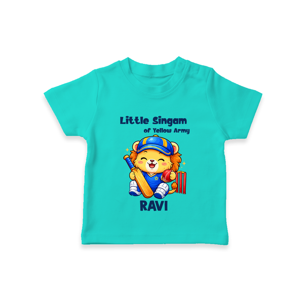 Little Champ of Yellow Army TSHIRT - TEAL - 0-5 Months Old (Chest 17")
