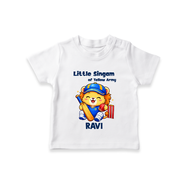 Little Champ of Yellow Army TSHIRT - WHITE - 0-5 Months Old (Chest 17")