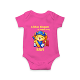 Little Champ of Yellow Army Baby Romper - HOT PINK - New Born (Chest 14")