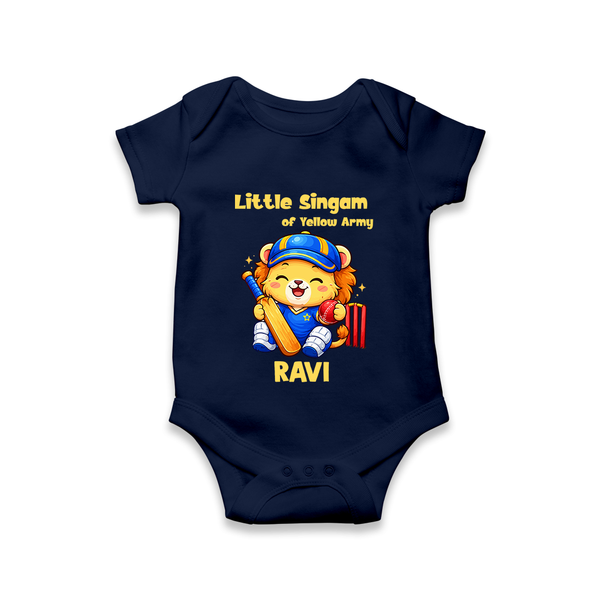 Little Champ of Yellow Army Baby Romper - NAVY BLUE - New Born (Chest 14")