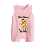 Little Captain BUTTON ROMPER – Cricket Fan Outfit - BABY PINK - New Born (Chest 18")