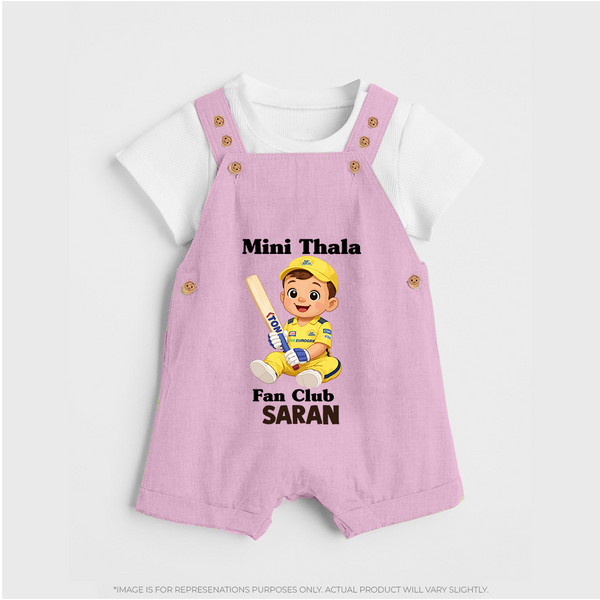 Little Captain DUNGAREE – Cricket Fan Outfit - BABY PINK - 0 - 5 Months Old (Chest 18")