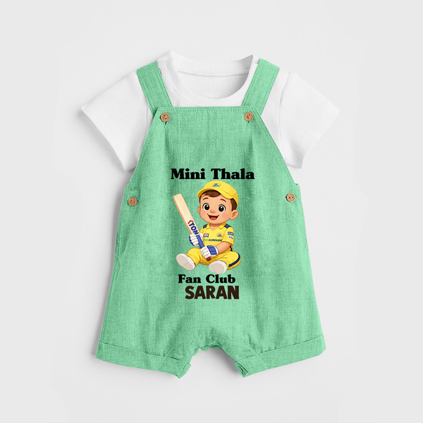 Little Captain DUNGAREE – Cricket Fan Outfit - GREEN - 0 - 5 Months Old (Chest 18")