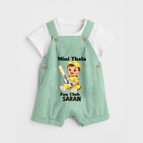 Little Captain DUNGAREE – Cricket Fan Outfit - MINT GREEN - 0 - 5 Months Old (Chest 18")