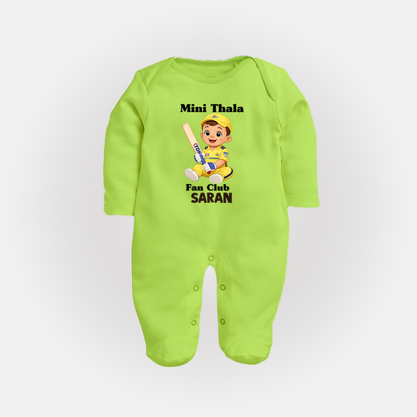 Little Captain FULL BODY SUIT – Cricket Fan Outfit - LIME GREEN - New Born (Chest 7.5")