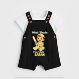 Little Captain DUNGAREE – Cricket Fan Outfit - BLACK - 0 - 5 Months Old (Chest 18")