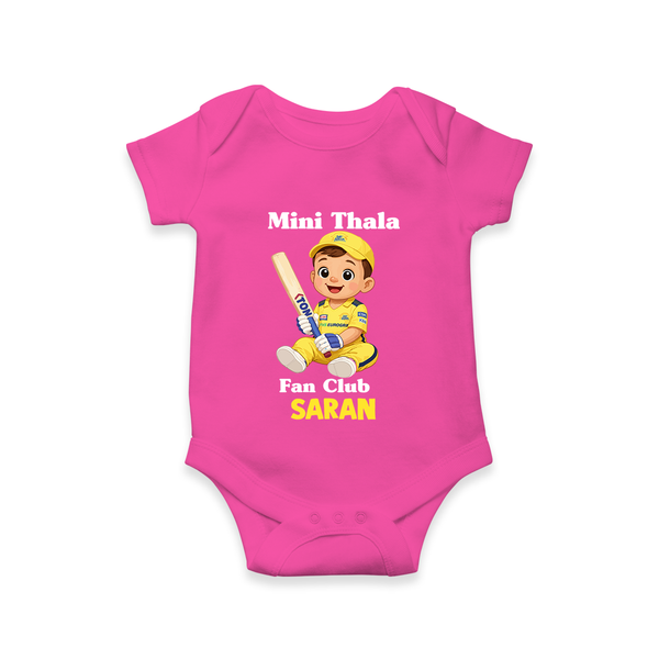 Little Captain Baby Romper – Cricket Fan Outfit - HOT PINK - New Born (Chest 14")