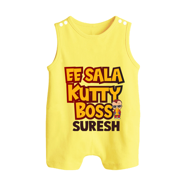 Kutty Boss BUTTON ROMPER – Fun Cricket Style - PASTEL YELLOW - New Born (Chest 18")