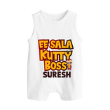 Kutty Boss BUTTON ROMPER – Fun Cricket Style - WHITE - New Born (Chest 18")