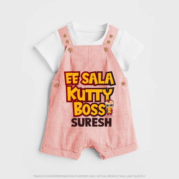 Kutty Boss DUNGAREE – Fun Cricket Style - PEACH - 0 - 5 Months Old (Chest 18")
