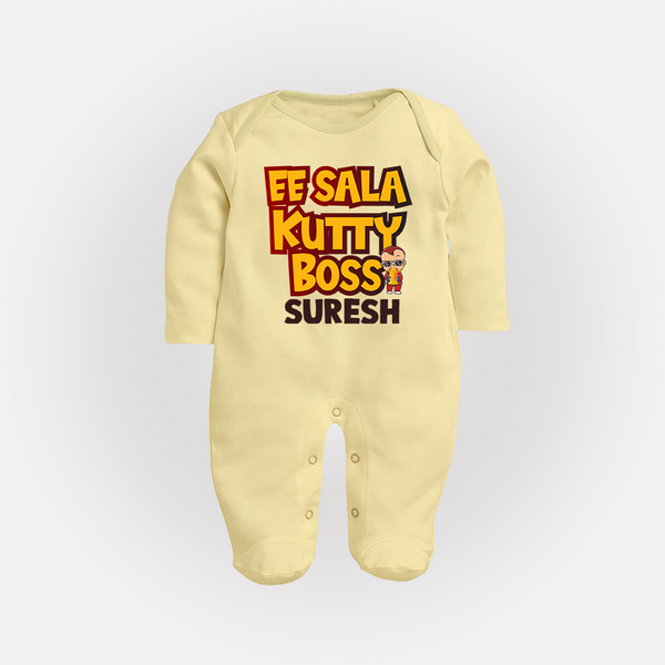 Kutty Boss FULL BODY SUIT – Fun Cricket Style - PASTEL YELLOW - New Born (Chest 7.5")