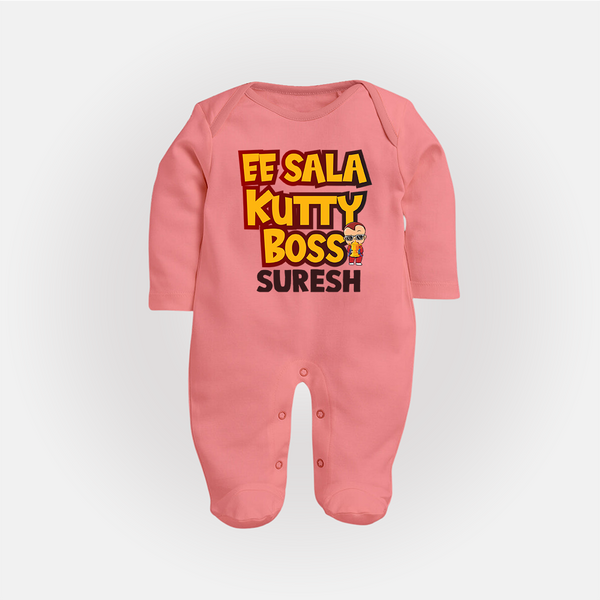 Kutty Boss FULL BODY SUIT – Fun Cricket Style - PEACH - New Born (Chest 7.5")