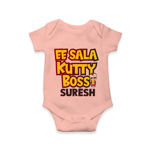 Kutty Boss Baby Romper – Fun Cricket Style - PEACH - New Born (Chest 14")