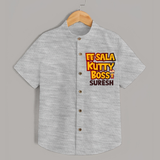 Kutty Boss SHIRT – Fun Cricket Style - GREY - 0 - 6 Months Old (Chest 23")