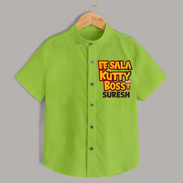 Kutty Boss SHIRT – Fun Cricket Style - LIME GREEN - 0 - 6 Months Old (Chest 23")