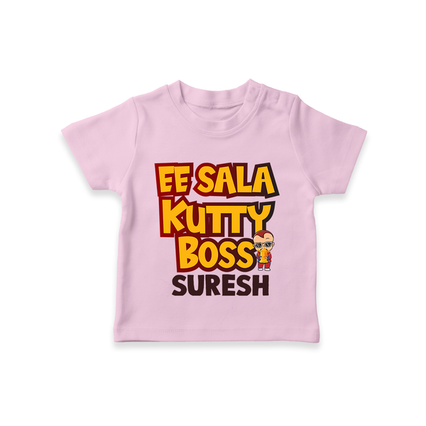 Kutty Boss TSHIRT – Fun Cricket Style - BABY PINK - 0-5 Months Old (Chest 17")